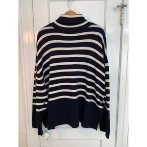 Gap Cotton Sweater / Navy Blue Stripe Split Hem Oversized Dolman Sleeve / SZ XXL